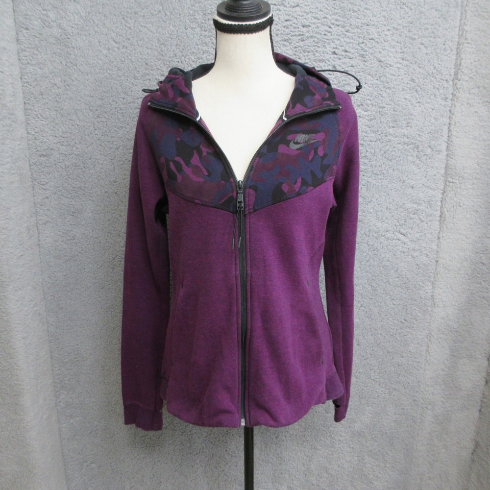 Nike Tech Camo Fleece Hoodie Women Purple Zip Gorpcore Athleisure Streetwear